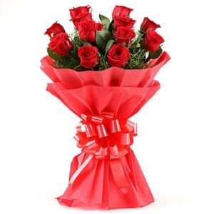 DARK RED 14 ROSES BOUQUET
