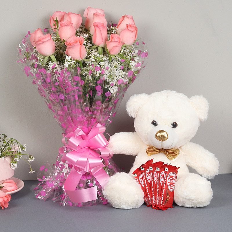 flower with teddy
